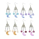 4 Pairs 4 Colors Glass Moon with Star Long Drop Earrings(EJEW-TA00276)-1