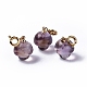 Natural Amethyst Mushroom Spring Ring Clasp Charms(HJEW-P014-02G)-1