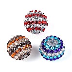 Acrylic with Resin Rhinestone Beads, Round, for Beadable Pens Jewelry Making, Mixed Color, 18~19x19.5~20mm, Hole: 2.5~3mm(OACR-T030-21M)