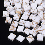 2-Hole Glass Seed Beads, Antique Style, Square, White, 5x4.5~5.5x2~2.5mm, Hole: 0.5~0.8mm(SEED-S023-26C-13)