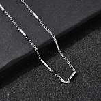 304 Stainless Steel Column Link Chain Necklaces for Women Men, Stainless Steel Color, 17.56 inch(44.6cm)(NJEW-A058-01P)