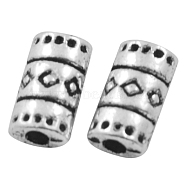 Tibetan Style Alloy Beads, Lead Free & Nickel Free & Cadmium Free, Tube, Antique Silver, about 9mm long, 5mm wide, 3mm thick, hole: 2mm(X-LF9875Y-NF)