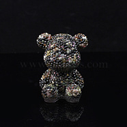 Resin Bear Display Decoration, with Natural Tourmaline Chips inside Statues for Home Office Decorations, 70x65x90mm(PW-WG14322-03)