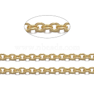 Brass Cable Chains, Soldered, with Spool, Oval, Cadmium Free & Nickel Free & Lead Free, Long-Lasting Plated, Golden, 2x1.5x0.35mm, about 301.83 Feet(92m)/roll(CHC-034Y-G-NF)