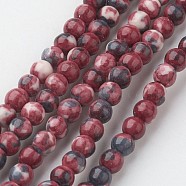 Natural White Jade Bead Strands, Round, Dyed, Dark Red, 4mm, Hole: 1mm, about 104pcs/strand, 15.7 inch(400mm)(G-G916-4mm-10)