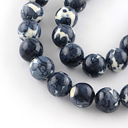 Dyed Natural Ocean White Jade Round Bead Strands, Prussian Blue, 8mm, Hole: 1mm, about 48pcs/strand, 14.9 inch(G-R295-8mm-01)