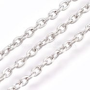 Iron Cable Chains, for DIY Jewelry Making, with Spool, Unwelded, Oval, Lead Free and Nickel Free, Platinum, 3x2x0.5mm, about 328.08 Feet(100m)/roll(CH-S079-P-FF)