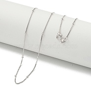 925 Sterling Silver Box Chain Necklaces, Real Platinum Plated, 18.31 inch(46.5cm)(NJEW-C052-05P)
