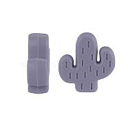 20Pcs Cactus Food Grade Eco-Friendly Silicone Focal Beads, Chewing Beads For Teethers, DIY Nursing Necklaces Making, Dark Gray, 29x23x8mm, Hole: 2mm(JX906J)