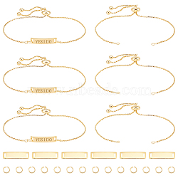 DIY Blank Rectangle Brass Link Slider Bracelet Making Kit, Golden, 5~120x5~21x0.7~1mm, Hole: 3.5x1mm(DIY-UN0056-19)