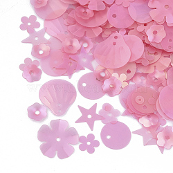 Ornament Accessories, PVC Plastic Paillette/Sequins Beads, Frosted, Mixed Shapes , Hot Pink, 3~13.5x3~13.5x0.2mm, Hole: 0.9~1.5mm(PVC-T005-065E)