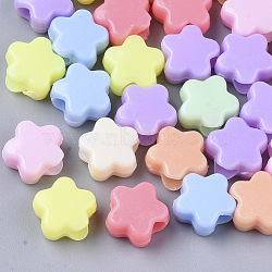 Opaque Acrylic European Beads, Large Hole Beads, Flower, Mixed Color, 10.5x10x6mm, Hole: 4mm, about 2000pcs/500g(MACR-N008-02)