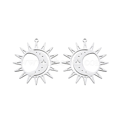 201 Stainless Steel Pendants, Sun with Moon, Stainless Steel Color, 30.5x29x1mm, Hole: 1.4mm(STAS-N090-LA901-1)