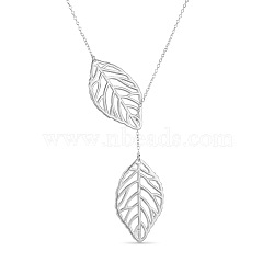 SHEGRACE Fashion Filigree 925 Sterling Silver Pendant Lariat Necklace, with Leaves Pendant, Silver, 15.7 inch(40cm)(JN171A)