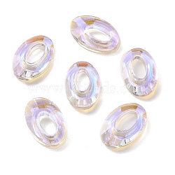 Electroplate Glass Linking Rings, Crystal Cosmic Ring, Prism Ring, Faceted, Oval, Clear, 19.5x13x4mm, Inner Diameter: 5x9.5mm(GLAA-A008-08D)