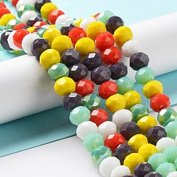 Glass Beads Strands, Faceted, Rondelle, Mixed Color, 8x6mm, Hole: 1mm, about 65~68pcs/strand, 15.7~16.1 inch(40~41cm)(EGLA-A034-M8mm-43)