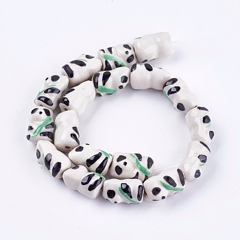 Handmade Porcelain Beads, Panda, Black, 19~20x13~13.5x11~13mm, Hole: 2mm