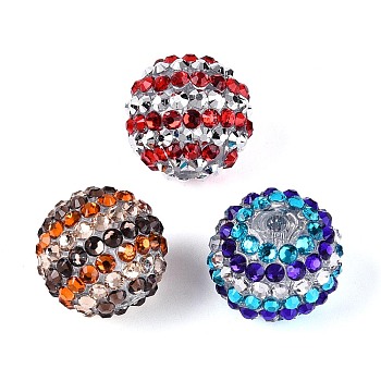Acrylic with Resin Rhinestone Beads, Round, for Beadable Pens Jewelry Making, Mixed Color, 18~19x19.5~20mm, Hole: 2.5~3mm