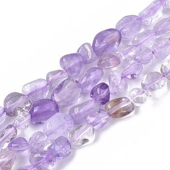 Natural Amethyst Beads Strands, Nuggets, Tumbled Stone, 5~11x5~8x3~6mm, Hole: 0.8mm, about: 52~56pcs/Strand, 15.94 inch(40.5cm)