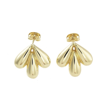 Teardrop Brass Stud Earrings, Long-Lasting Plated, Lead Free & Cadmium Free, Real 18K Gold Plated, 16.5x17.5mm