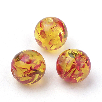 Resin Imitation Amber Beads, Round, Gold, 8mm, Hole: 2mm