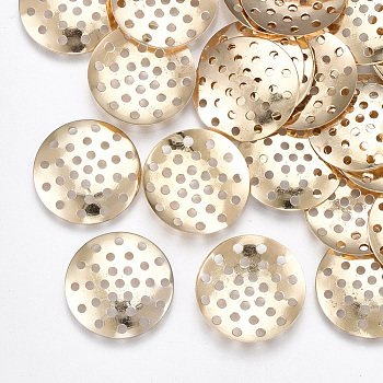 Iron Finger Ring/Brooch Sieve Findings, Perforated Disc Settings, Nickel Free, Light Gold, 16x1.5mm, Hole: 1.2mm