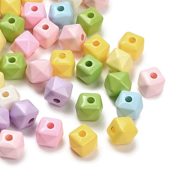 Opaque Acrylic Beads, Cube, Faceted, Mixed Color, 8x8x7mm, Hole: 1.8mm