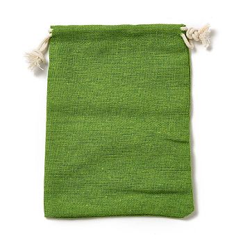 Rectangle Cloth Packing Pouches, Drawstring Bags, Lime Green, 16x12.85x0.45cm