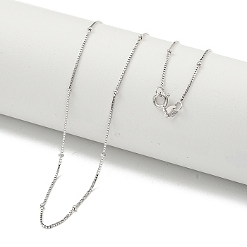 925 Sterling Silver Box Chain Necklaces, Real Platinum Plated, 18.31 inch(46.5cm)