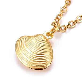 Shell Shape Pendant Necklaces, with 304 Stainless Steel Pendants & Cable Chains, Brass Spring Ring Clasps, Golden, 16.06 inch(40.8cm)