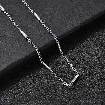 304 Stainless Steel Column Link Chain Necklaces for Women Men, Stainless Steel Color, 17.56 inch(44.6cm)