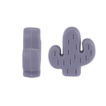 20Pcs Cactus Food Grade Eco-Friendly Silicone Focal Beads, Chewing Beads For Teethers, DIY Nursing Necklaces Making, Dark Gray, 29x23x8mm, Hole: 2mm