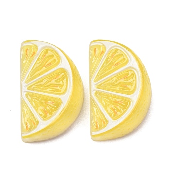 Fruit Theme Opaque Resin Imitation Food Cabochons, Yellow, Lemon, 26.5x16x9mm