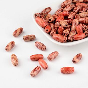 Printed Natural Wood Beads, Oval, Mixed Color, 15x7mm, Hole: 3mm