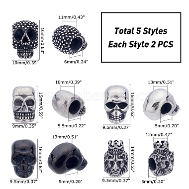 10Pcs 5 Style 304 Stainless Steel European Beads(OPDL-UN0001-04)-4