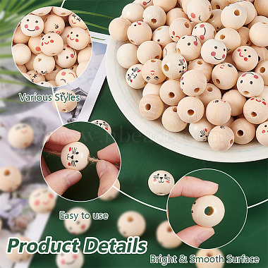 140Pcs 6 Styles Natural Wood European Beads(WOOD-OC0003-58)-4