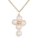 Collar con colgante de cruz con cuentas de perlas naturales de grado A para mujer(NJEW-JN04414)-1