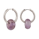 Natural Sodalite & Rose Quartz & Tiger Eye & Amethyst & Obsidian Bead Huggie Hoop Earrings(EJEW-JE05092)-5