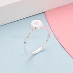 925 Sterling Silver Micro Pave Clear Cubic Zirconia Adjustable Finger Rings for Women, Flower, with S925 Stamp, Silver, 8x8mm, US Size 6(16.5mm)(STER-N016-142S)