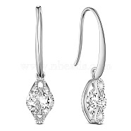 SHEGRACE Rhodium Plated 925 Sterling Silver Earring, with Grade AAA Cubic Zirconia, Rhombus, Platinum, 32mm(JE702B)