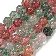 Natural Red and Green Strawberry Quartz Beads Strands, Round, 8.5mm, Hole: 0.6~0.8mm, about 46~49pcs/strand, 15.51~15.75''(39.4~40cm)(G-B099-C03-04)