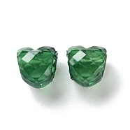 Resin European Beads, Faceted Peach Heart Large Hole Beads, Green, 10.5x10.5x10.5mm, Hole: 5mm(RESI-M001-04D)