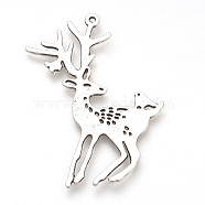 Tibetan Style Alloy Big Pendants, Christmas Reindeer/Stag, Cadmium Free & Lead Free, Antique Silver, 60x47x2mm, Hole: 2mm, about 155pcs/1000g(TIBEP-T002-110AS-RS)