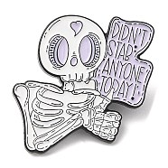 Halloween Skull Enamel Pin, Electrophoresis Black Zinc Alloy Brooch for Backpack Clothes, Heart, 28x26.5x2mm(JEWB-E023-07EB-02)