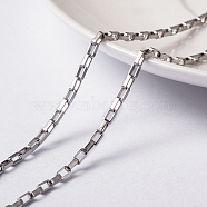 3.28 Feet 304 Stainless Steel Venetain Chains, Box Chains, Unwelded, Rectangle, Stainless Steel Color, 4x2x1mm(X-CHS-H007-34P)