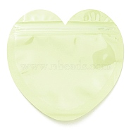 Heart Shaped Plastic Packaging Yinyang Zip Lock Bags, Top Self Seal Pouches, Green Yellow, 10x10x0.15cm, Unilateral Thickness: 2.5 Mil(0.065mm)(OPP-D003-02A)