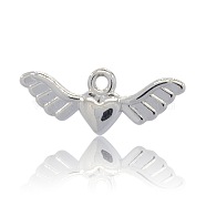 CCB Plastic Pendants, Heart with Wings, Platinum, 11x28x4mm, Hole: 2mm(CCB-J027-72P)
