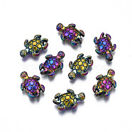 Rack Plating Rainbow Color Alloy Beads, Cadmium Free & Nickel Free & Lead Free, Tortoise, 13x9x3.5mm, Hole: 1.2mm(PALLOY-S180-333)
