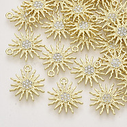 Alloy Pendants, with Crystal Rhinestone, Flower, Light Gold, 19.5x17x3mm, Hole: 1.4mm(ALRI-N035-09)