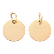 201 Stainless Steel Pendants, Manual Polishing, Flat Round, Stamping Blank Tag, Golden, 10x1mm, Hole: 3.5mm(STAS-S105-T637-2-10)